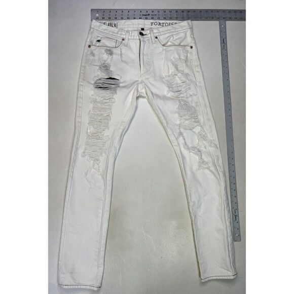 Tortoise Atrium Selvedge Denim Jeans Men Size 31 X 32 White Distressed - Picture 9 of 10
